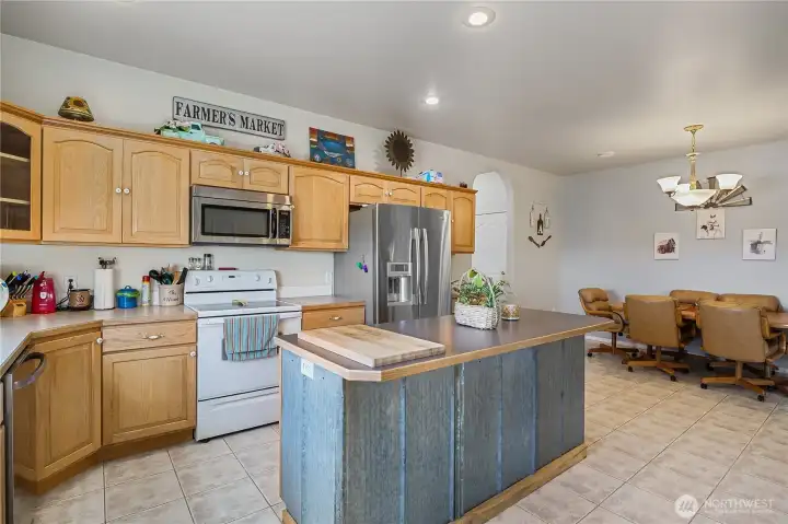 Plenty of workspace for meal preparation and entertaining.