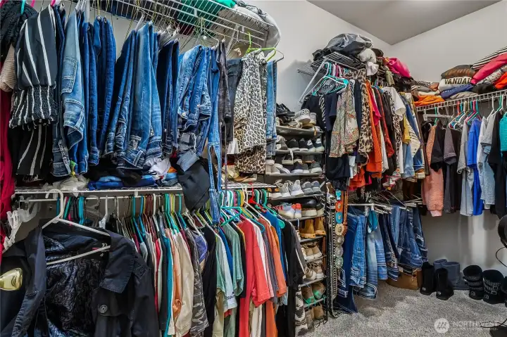 Spacious walk-in closet with generous storage.