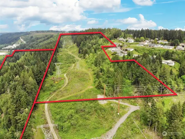 Overhead view with approximate boundaries in red.