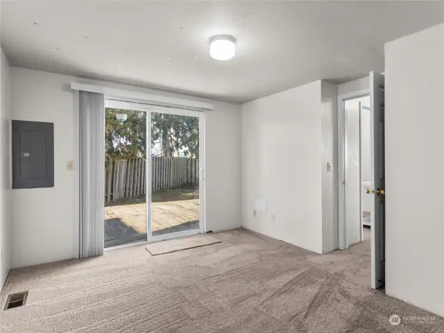 Primary Bedroom with sliding door to back deck