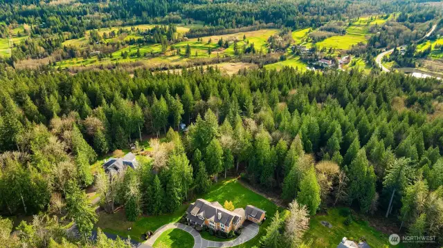 This aerial view shows the proximity of the house to the coveted Aldarra Golf Course tucked into the foothills at the top of the photo. Just a short drive away.