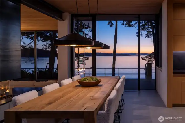 Masterfully designed formal dining area with custom table