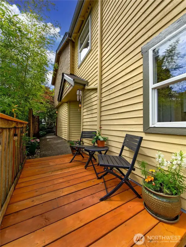 Patio area next to entry door