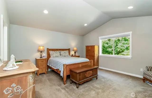 Primary bedroom with huge walk in closet