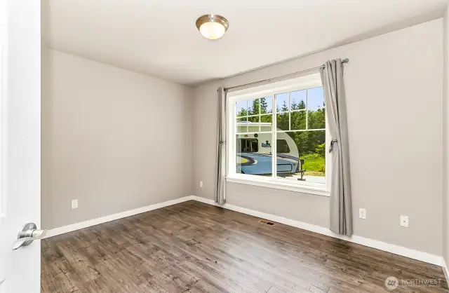downstairs office with closet