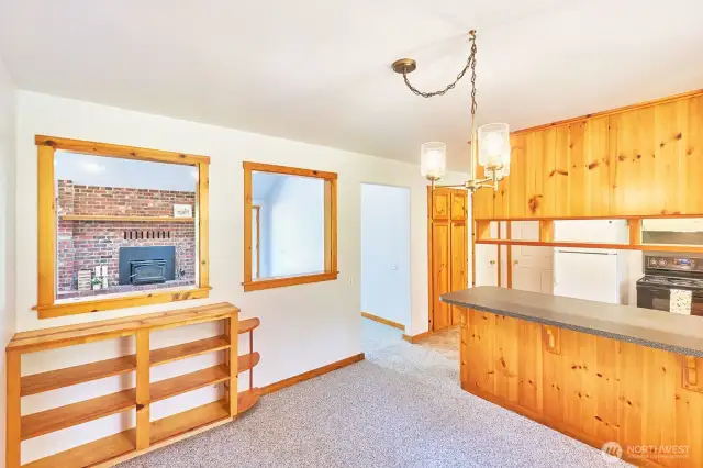 A perfect spot to gather for meals, with pretty wood details that bring the whole space together.