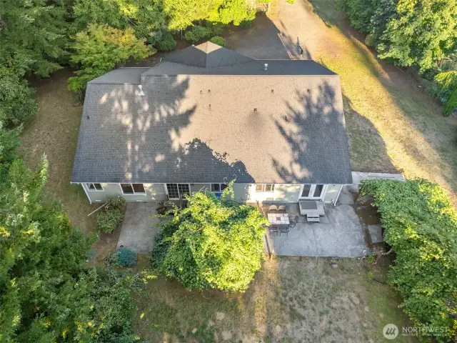 Aerial view of back of house