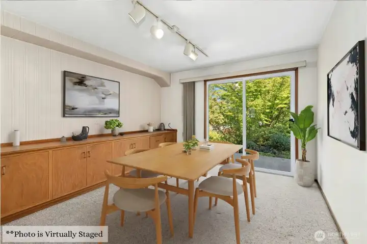 dining area with built ins