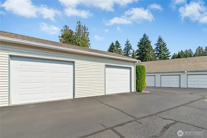 private double garage with attic storage