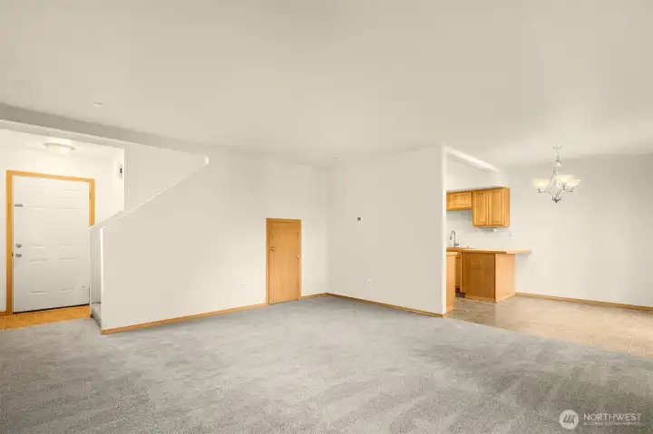 Spacious living room — Fresh paint/carpet through out.
