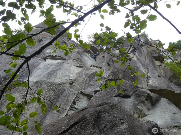 Climbers from throughout the U.S. come to Index to test their skill on the upper and lower Town Wall, a backdrop to the town itself. The Town Wall is a Washington state climbing reserve.