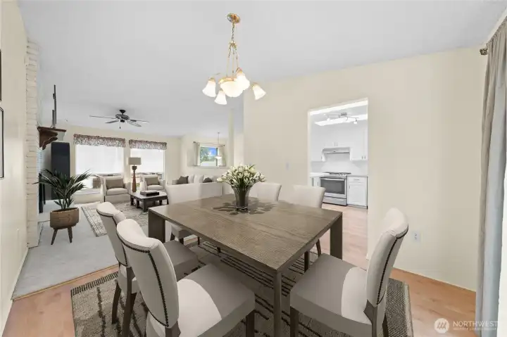 Lovely dining area makes waking up and having your coffee light and bright~