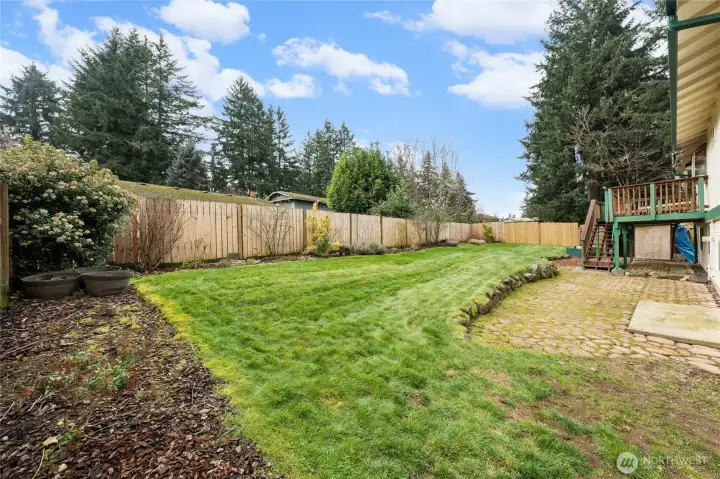 Spacious fully-fenced back yard~