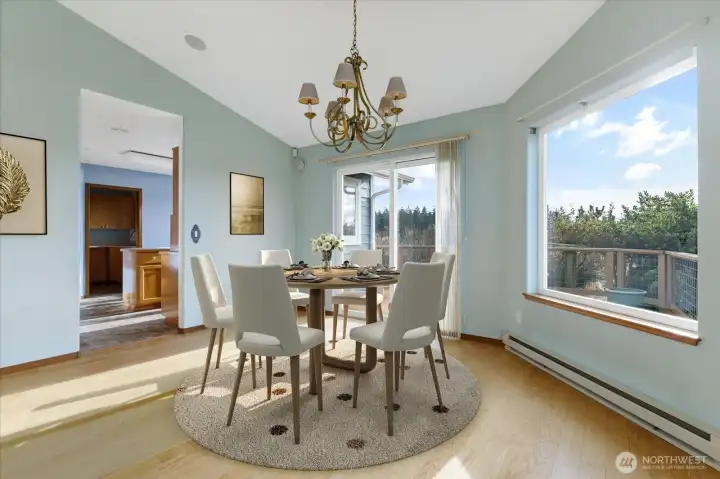 Virtually staged dining area