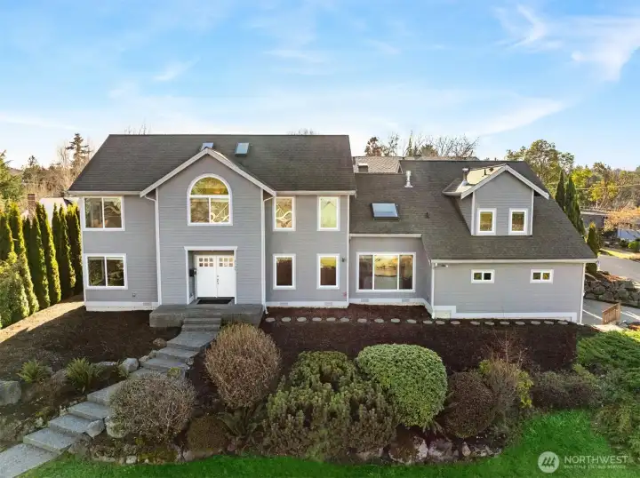 Extra wide home viewed from north side.