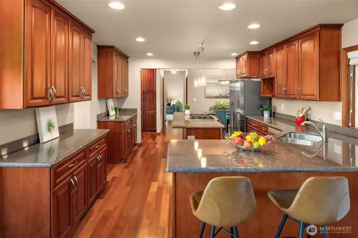 Gourmet Kitchen and eating counter.