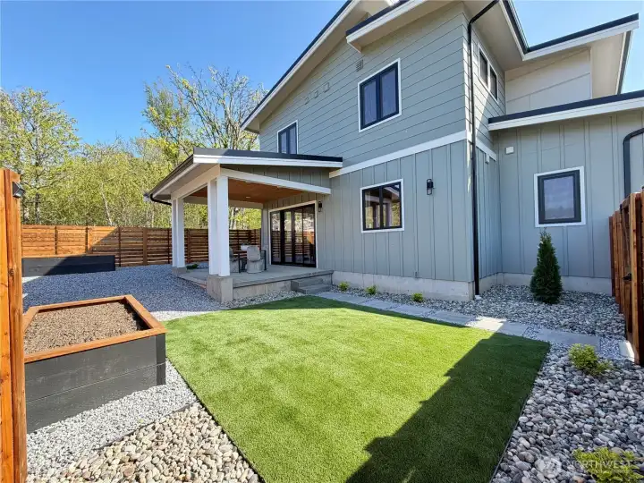 Easy maintenance turf front yard.