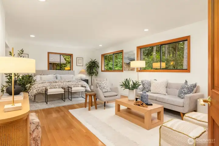 Main floor primary bedroom retreat.