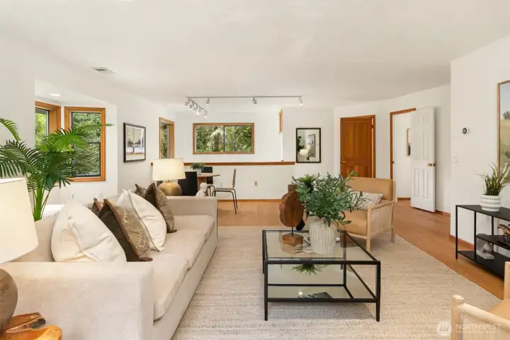 Upper level family room adjoins 2 bedrooms and a 3/4 bathroom.
