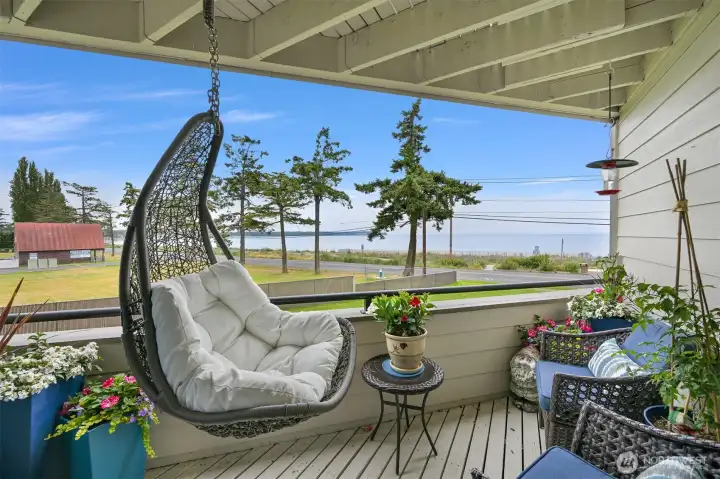 Balcony on the main level.