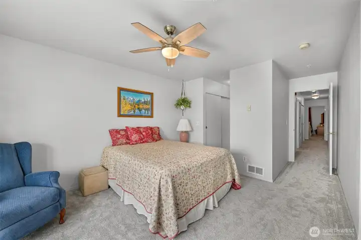 Primary bedroom with two large closets.
