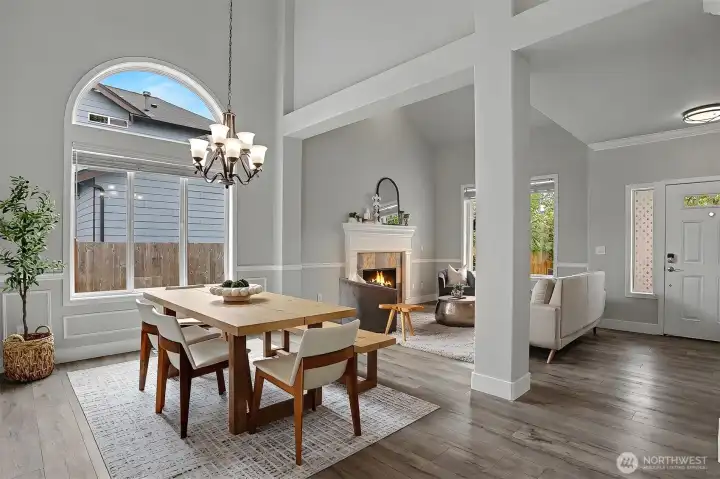 Designer vinyl plank flooring works well on the main level as it is sturdy for high traffic areas. Designer vinyl plank flooring works well on the main level as it is sturdy for high traffic areas.
