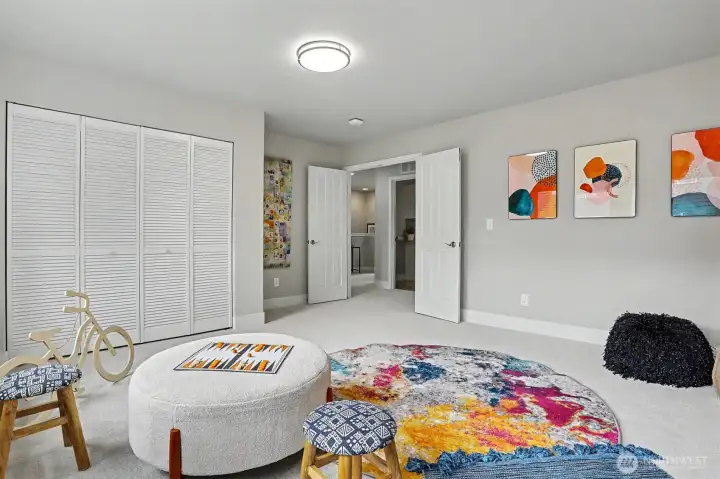 The upper bonus room could serve as a 5th bedroom since in has double closets. The upper bonus room could serve as a 5th bedroom since in has double closets.