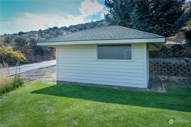 Garden shed with concrete pad