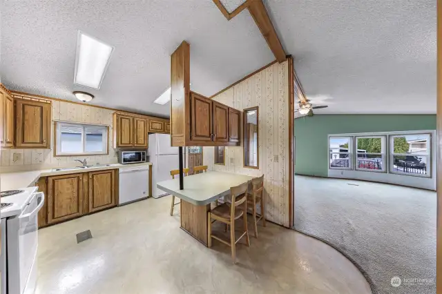 Kitchen with Living Room on the right