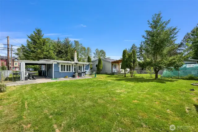 Large Back Yard that is Patially fenced in