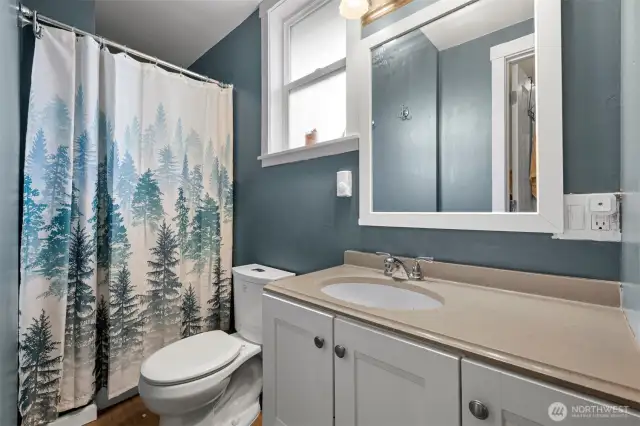 Bathroom with on demand hotwater tank