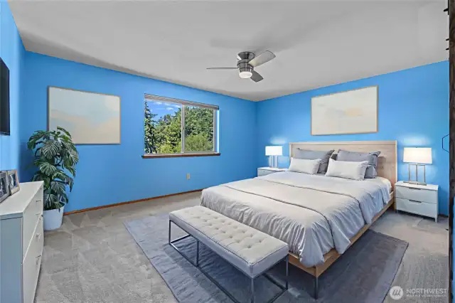 Primary bedroom virtually staged