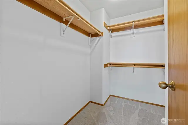 Walk-in closet in the primary bedroom