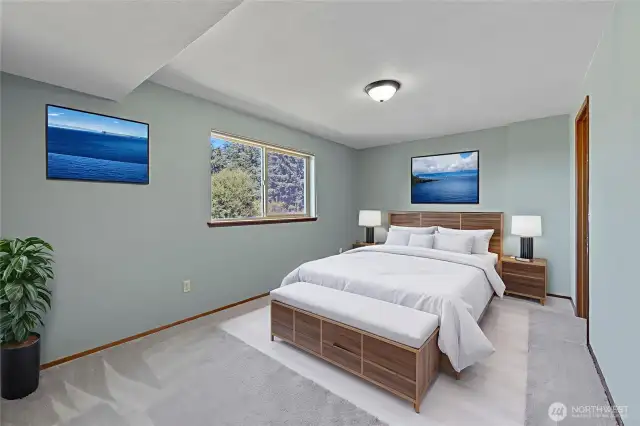 Lower level bedroom -virtually staged
