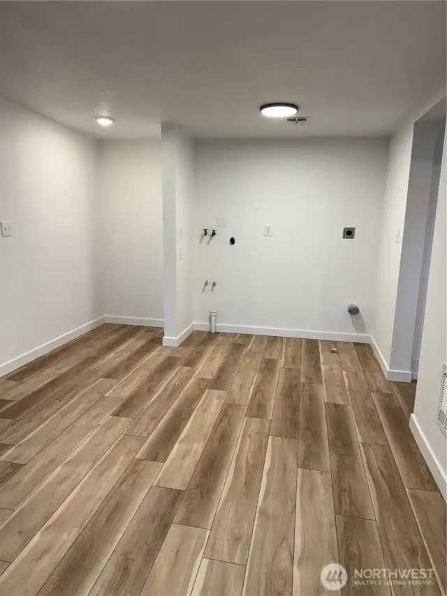 Dining room with laundry area