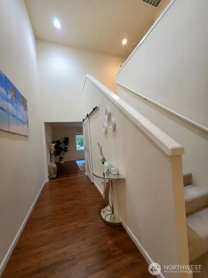 Entryway to the family room and stairway to second floor