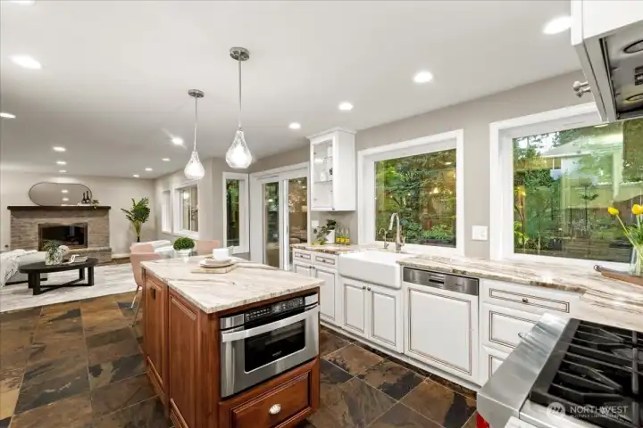 Another view of the kitchen - notice the convenient and space-saving drawer microwave