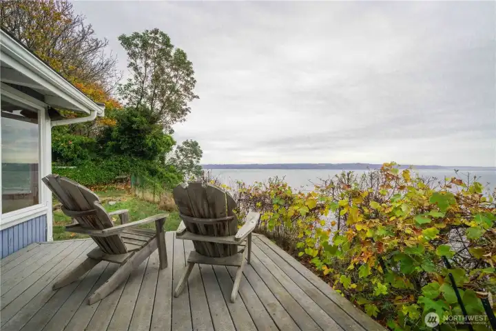 The Southerly view from this property is absolutely incredible! Mukilteo ferry crossing, Mt Rainier, the Olympic Mtn range, amazing sunsets, whales, boat