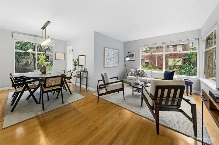 Gleaming oak floors and an abundance of natural light creates a warm and welcoming home.