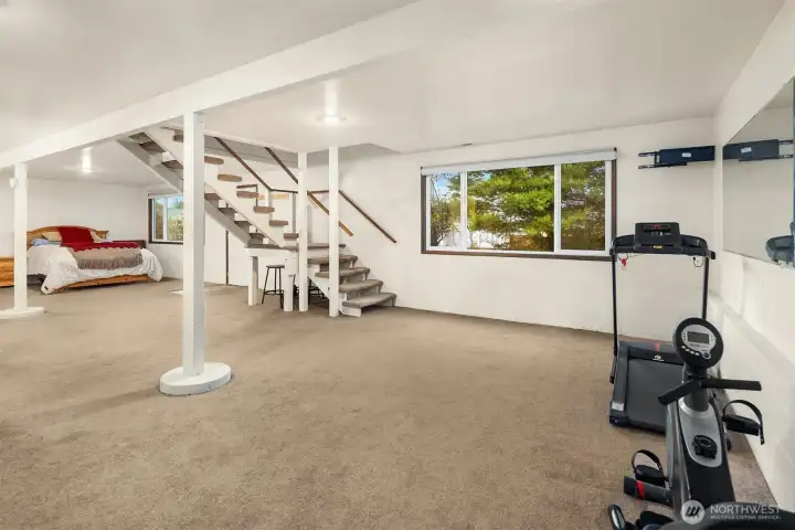 Flexible bonus space on lower-level.  currently - Guest bedroom, laundry, work-out  gym, hangout --- But imagine the  possibilities!