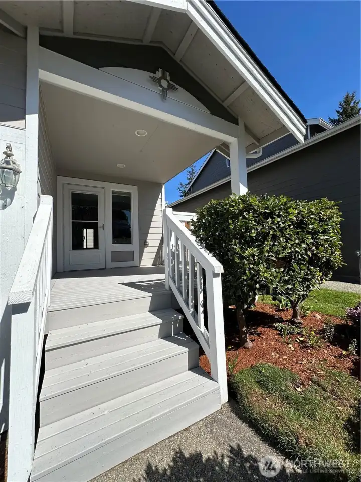 Newly painted front porch entry