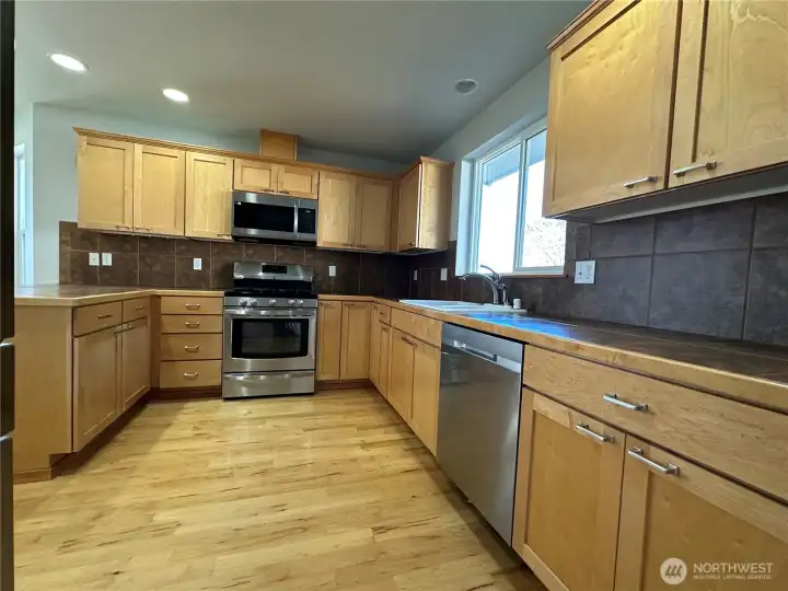 Kitchen with stainless steel appliances