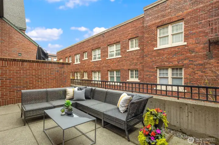 Elevated patio accessed from the family room