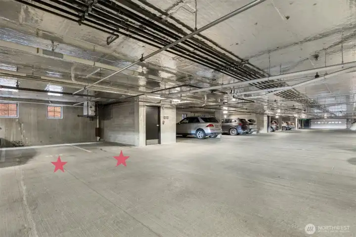 2 parking spaces in the garage