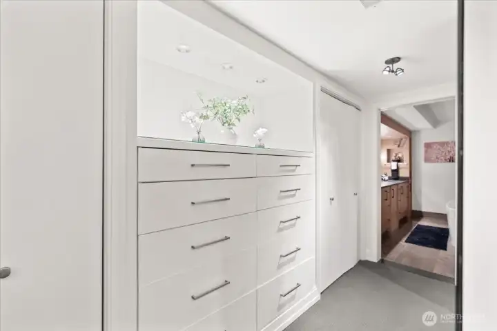Custom storage solutions enhance organization and convenience