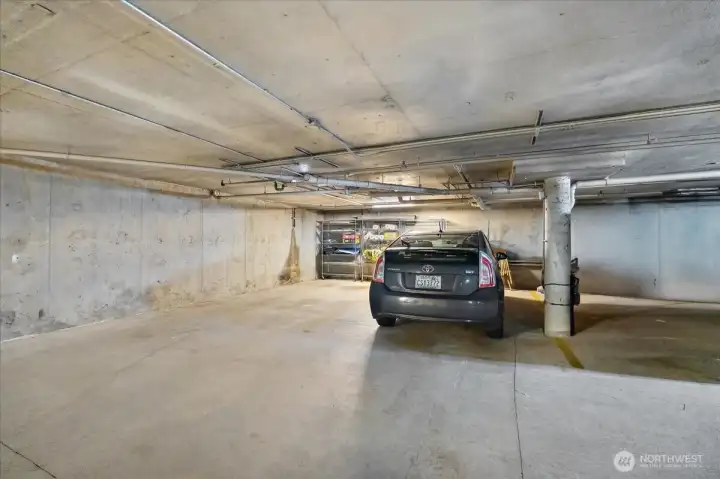 Garage parking with additional room for storage