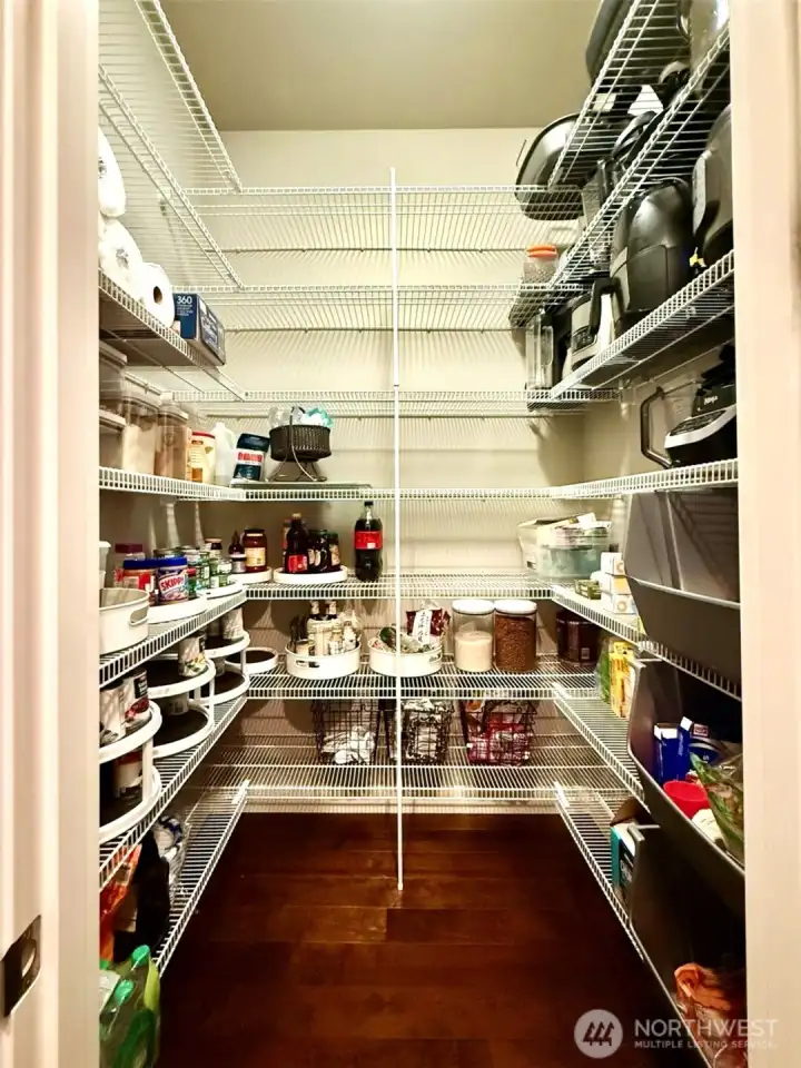 Large walk-in pantry across from the Butler's pantry, just off kitchen. Such great storage space!
