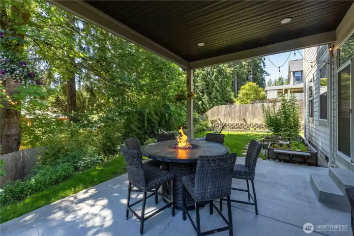 Backyard is private and peaceful. Mature landscaping.