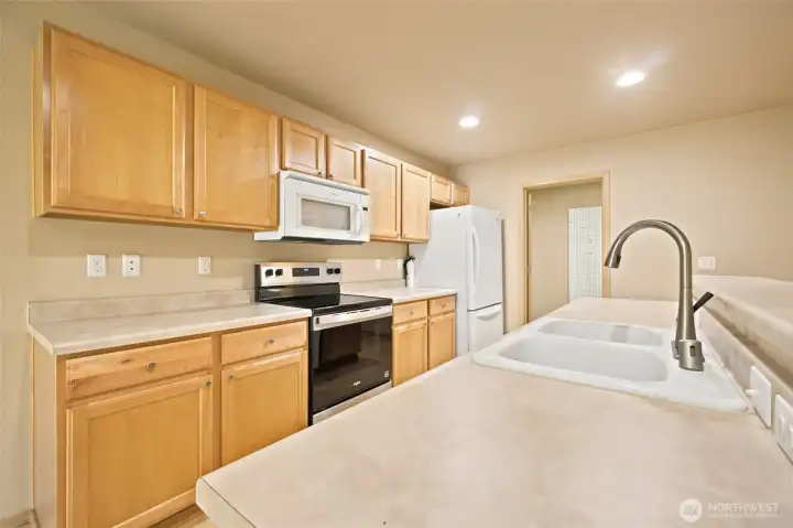 Kitchen features eating bar