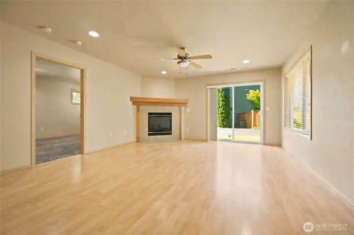 Huge family room with slider to rear